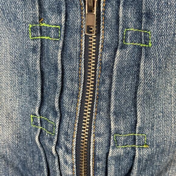 VTG Ezra Fitch Womens Blue Distressed Y2K 90s Abercrombie Denim Jacket Sz S NWOT - Picture 7 of 11